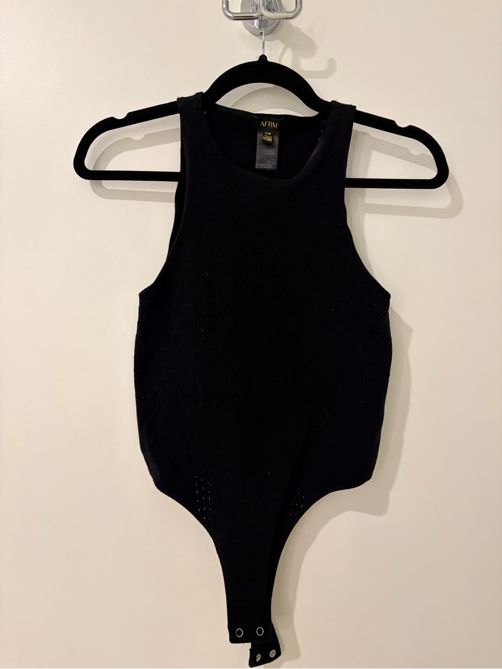 AFRM Black Ribbed Bodysuit with stain